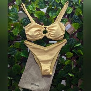 BNWT / Berlook /Small / Medium / XL / Yellow Ruched Cutout Push Up Bikini Set